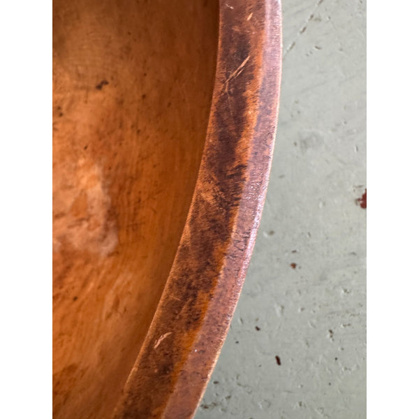 Primitive Hand Carved Round Wood Dough Bowl Rustic Kitchen Decor 1800s Antique