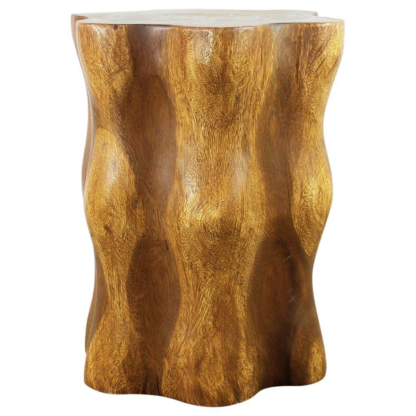 Wood Stump End Table Knobby Root 16 in D x 20 in H Oak Oil