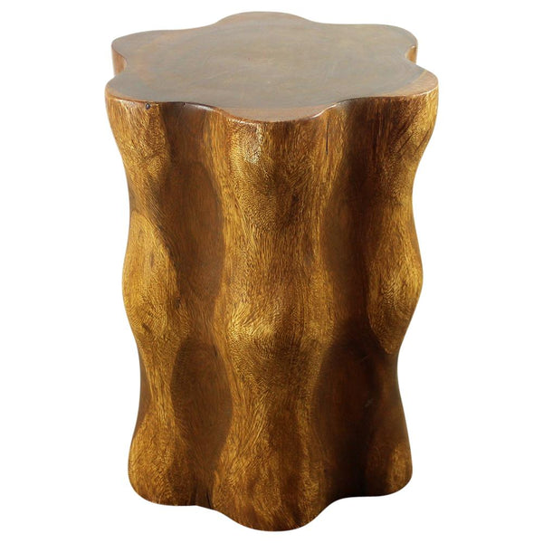 Wood Stump End Table Knobby Root 16 in D x 20 in H Oak Oil top view