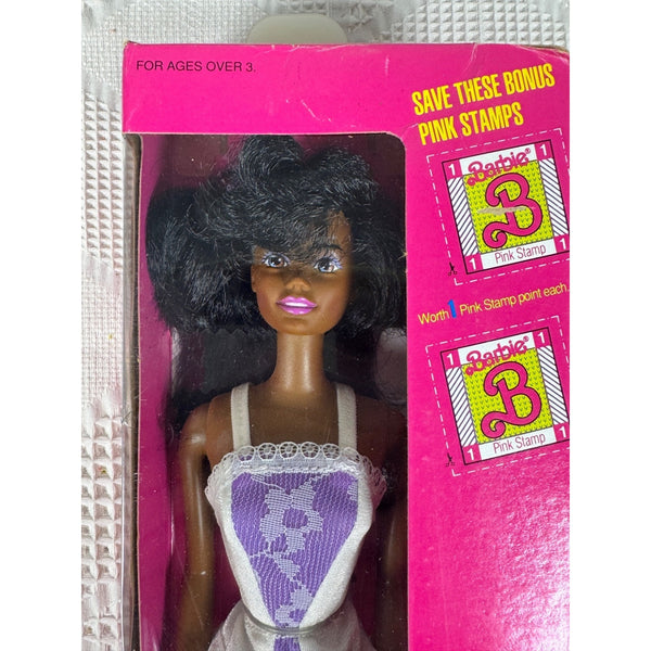 Fashion Play Barbie Doll Mattel Vintage 1990 Brunette In Purple Dress 5953 NIB