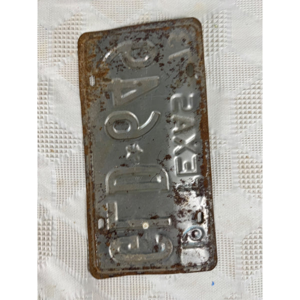 Vintage 1973 Texas License Plate GLD 649 White w Black Embossed Lettering Metal