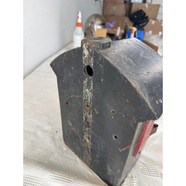 Vintage Toraya Black Cast Iron Post Box w Red Reflectors Antique Mail Box