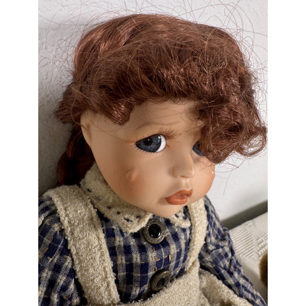 Boyds Bears Yesterdays Child Porcelain Doll "Jamie" With Plush Cat & Kitten Box