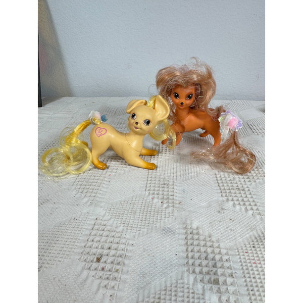 Barbie Vintage Pretty Lovin Pets Pair Candie Puppy and Mandi Puppy Figures 1994
