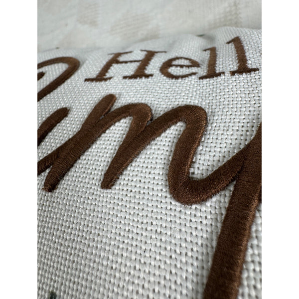 Hello Pumpkin Fall Throw Pillow Embroidered Text Watercolor Pumpkin 16 Inches