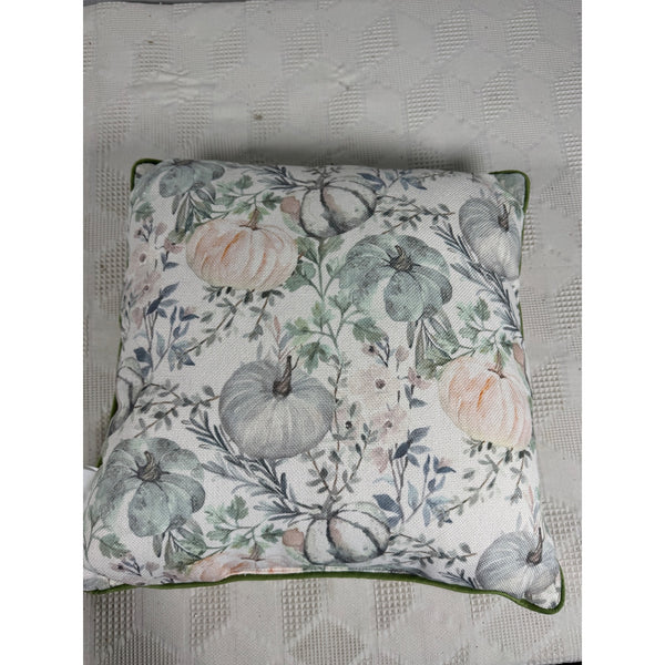 Hello Pumpkin Fall Throw Pillow Embroidered Text Watercolor Pumpkin 16 Inches