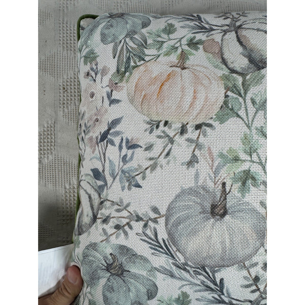 Hello Pumpkin Fall Throw Pillow Embroidered Text Watercolor Pumpkin 16 Inches