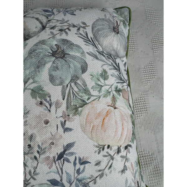 Hello Pumpkin Fall Throw Pillow Embroidered Text Watercolor Pumpkin 16 Inches