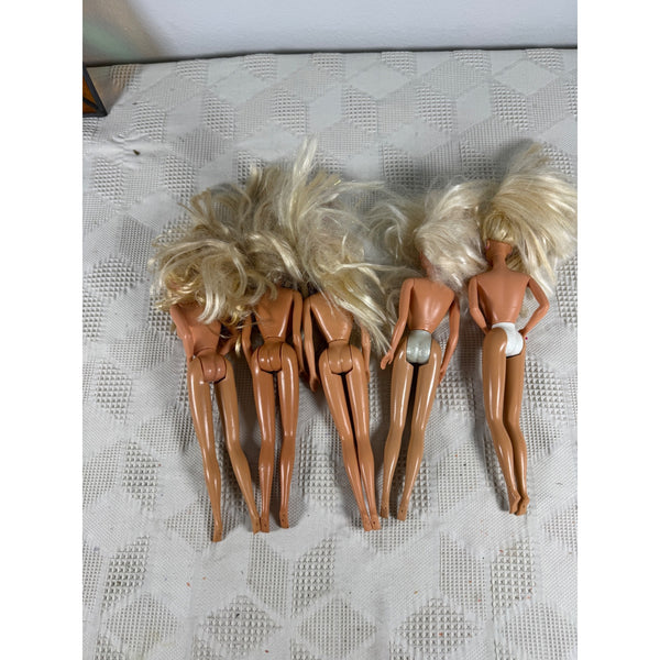 Lot Of 5 Vintage 1980s to 1990s Barbie Dolls w Blonde Hair No Clothing Mold 1966
