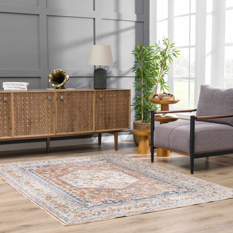 Gael Rust Washable Area Rug contemporary casual