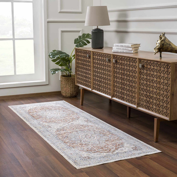 Emke Cream Washable Area Rug transitional