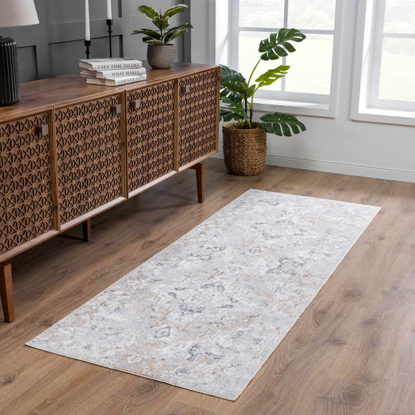 Dobry Washable Area Rug in front of console