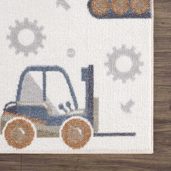 Construction Trucks Washable Kids Rug corner