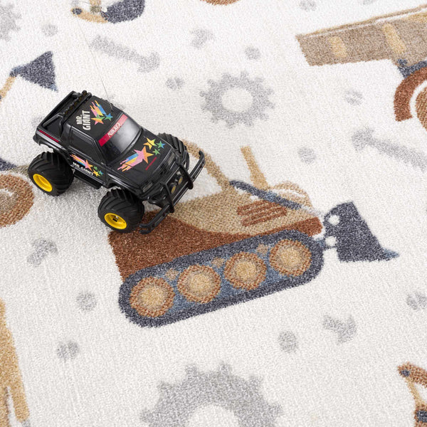 Construction Trucks Washable Kids Rug playroom