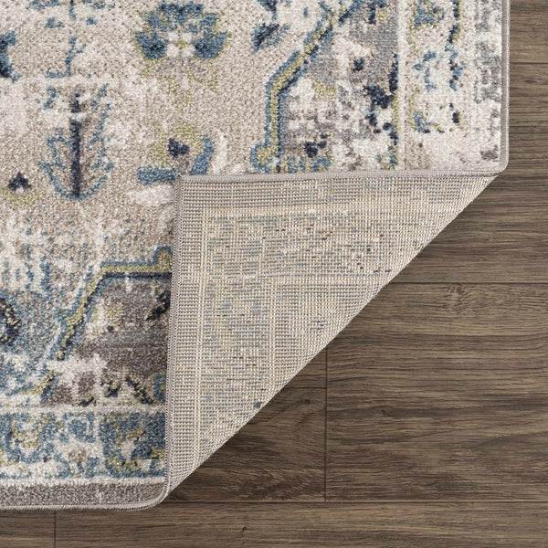 Cabacungan Gray & Blue Washable Area Rug underside