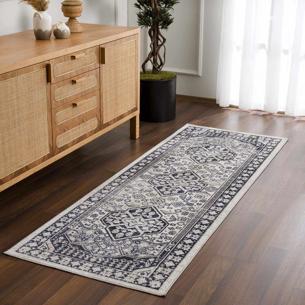 Cabacungan Cream & Gray Washable Area Rug transitional