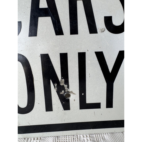 Vintage Compact Cars Only Metal Parking Sign Black and White Design 18 Inch