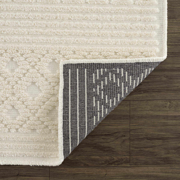 Drago White Washable Area Rug underside