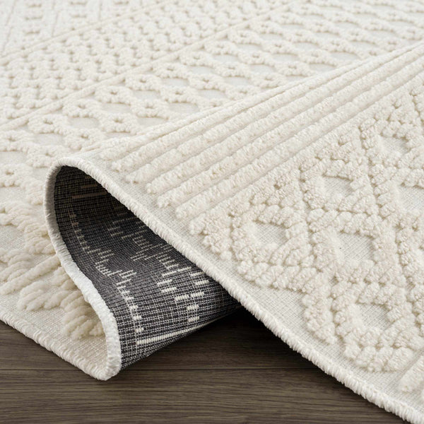 Drago White Washable Area Rug lightweight