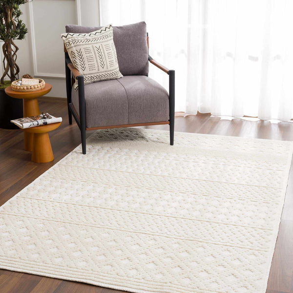 Drago White Washable Area Rug classical