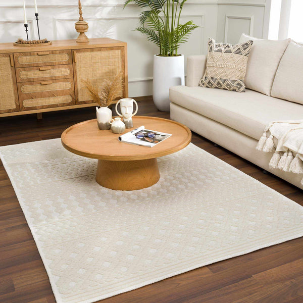 Drago White Washable Area Rug modern