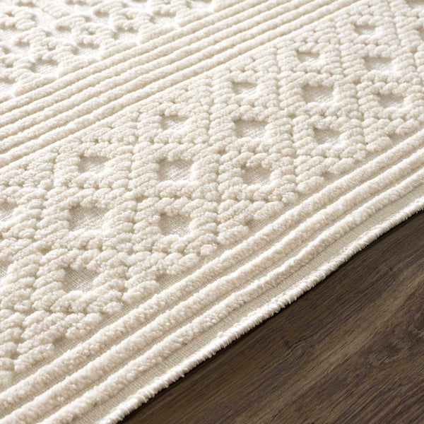 Drago White Washable Area Rug edge detail