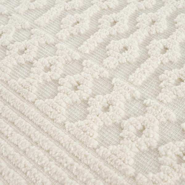 Drago White Washable Area Rug texture closeup