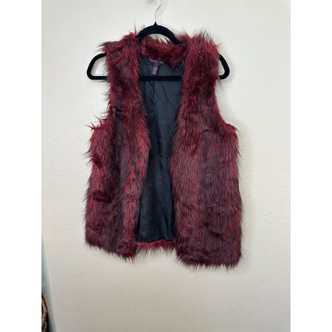 Material girl Womens Red Faux Fur Vest