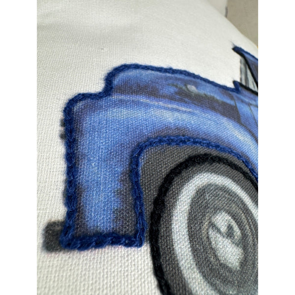 Land Of The Free Patriotic Throw Pillow w Vintage Truck 16 Inch Overstuffed