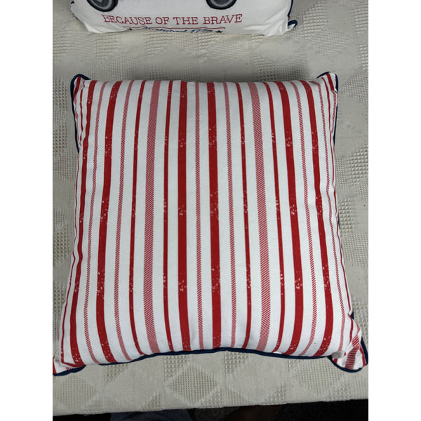 Land Of The Free Patriotic Throw Pillow w Vintage Truck 16 Inch Overstuffed