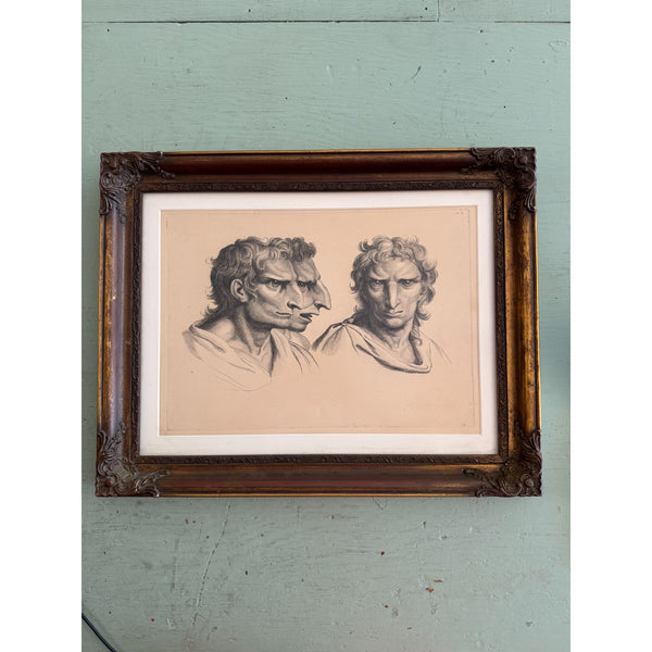 Charles Le Brun Lithograph of Physiognomic Resemblance of Man and Eagle Vintage