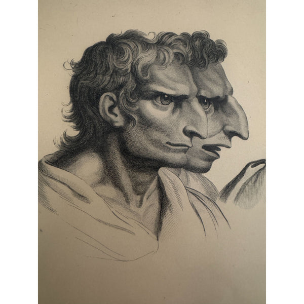Charles Le Brun Lithograph of Physiognomic Resemblance of Man and Eagle Vintage