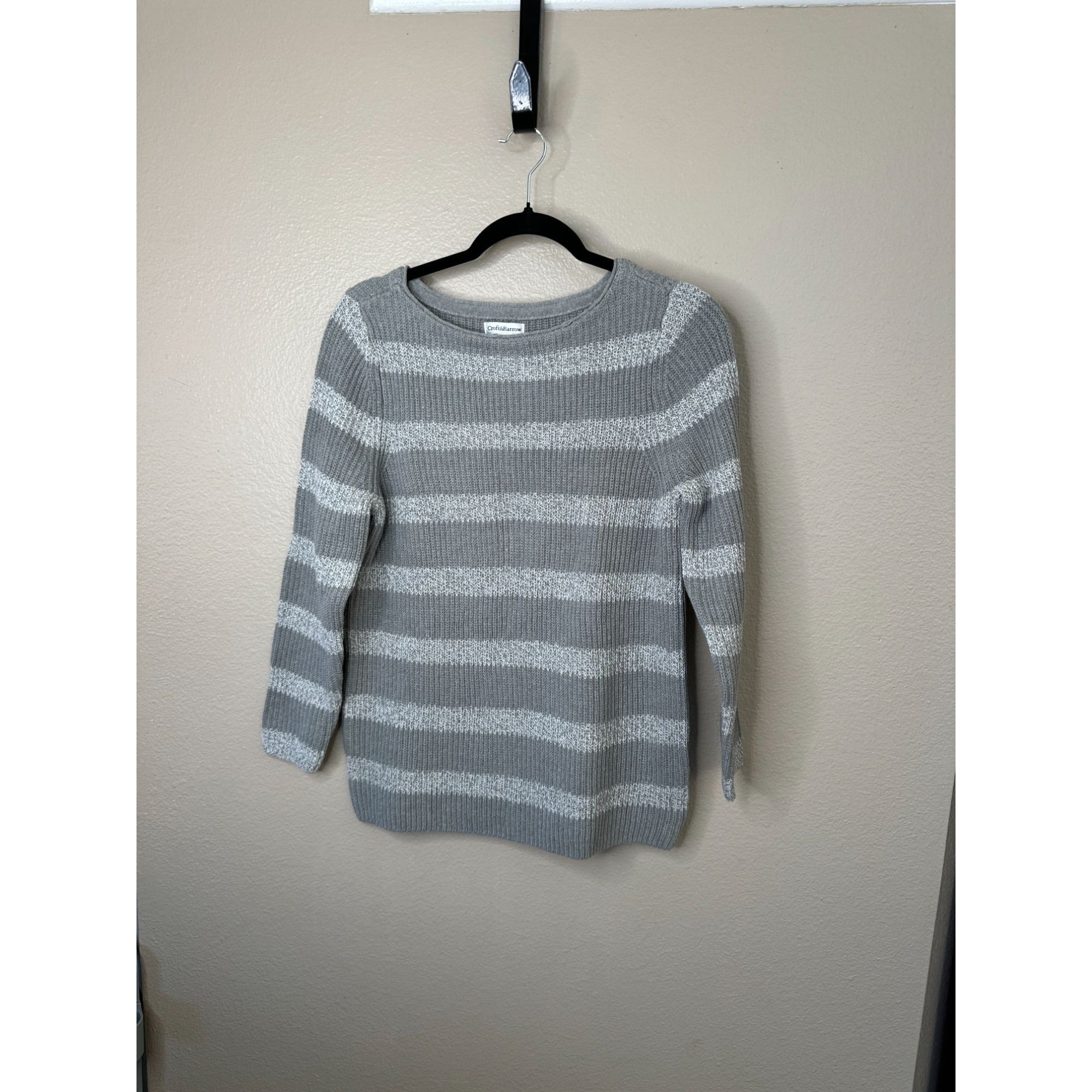 Croft & Barrow Womens Gray Striped Sweater