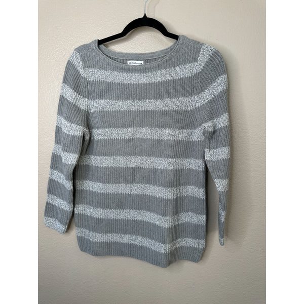 Croft & Barrow Womens Gray Striped Sweater