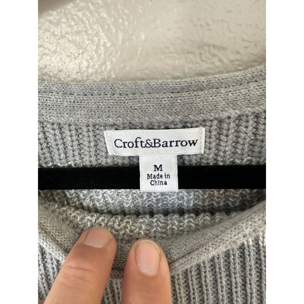 Croft & Barrow Womens Gray Striped Sweater