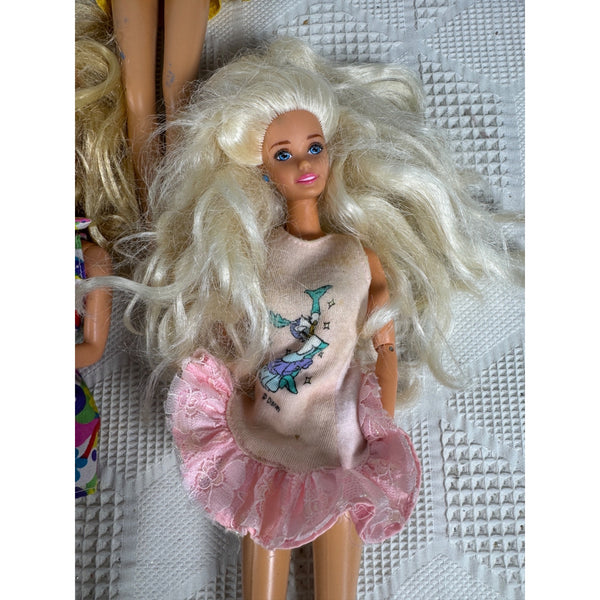 Vintage Barbie Dolls Lot Of 7 With Mixed Outfits and Accessories 1990 to 2000