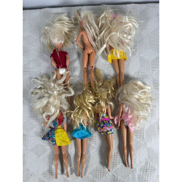 Vintage Barbie Dolls Lot Of 7 With Mixed Outfits and Accessories 1990 to 2000