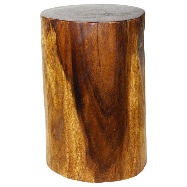 Wood Stump Stool or Stand 11-14 in DIA x 18 in H Walnut Oil side view