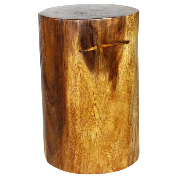 Wood Stump Stool or Stand 11-14 in DIA x 18 in H Walnut Oil wood grain and natural imperfections