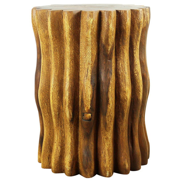 Wood Stump End Table Mangrove Root 15 in Dx 20 in H Oak Oil