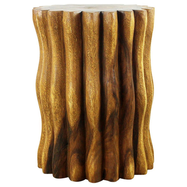 Wood Stump End Table Mangrove Root 15 in Dx 20 in H Oak Oil side view