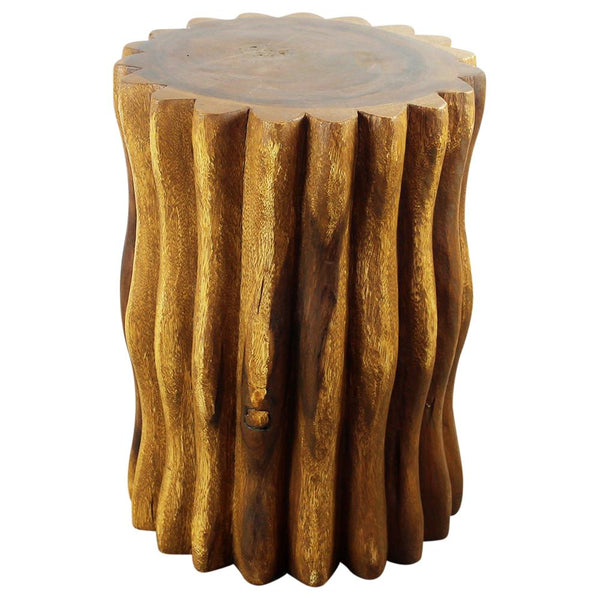 Wood Stump End Table Mangrove Root 15 in Dx 20 in H Oak Oil top view