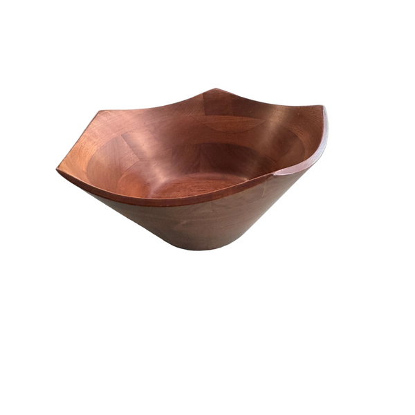 Solid Vintage Large Black Walnut Pentagonal Wooden Bowl Made In USA