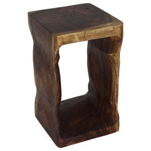 Wood Natural Stool End Table In High Walnut Oil