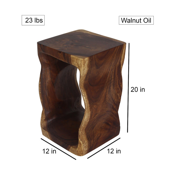 Wood Natural Stool End Table 12 In Sq X 20 In High Walnut Oil