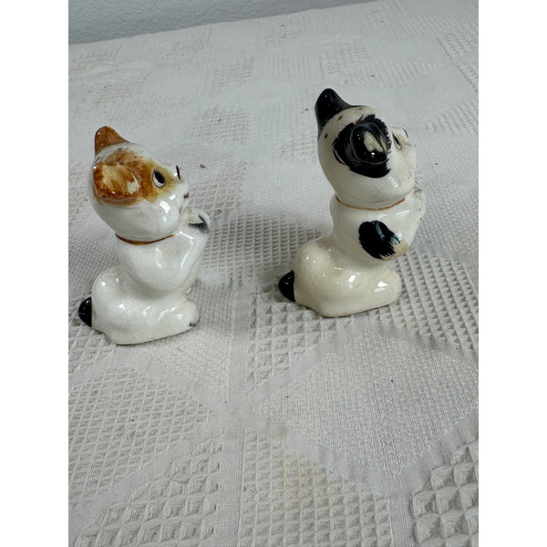 Vintage Dog Theme Ceramic Salt and Pepper Shakers w Hand Painted Details Japan