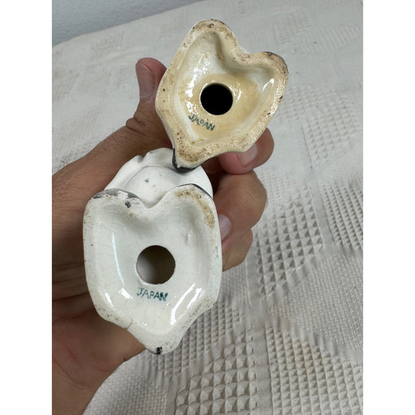 Vintage Dog Theme Ceramic Salt and Pepper Shakers w Hand Painted Details Japan