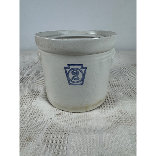 Vintage Pfaltzgraff Keystone Stoneware 2 Quart Crock Style Canister With Handles