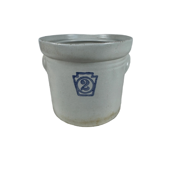 Vintage Pfaltzgraff Keystone Stoneware 2 Quart Crock Style Canister With Handles