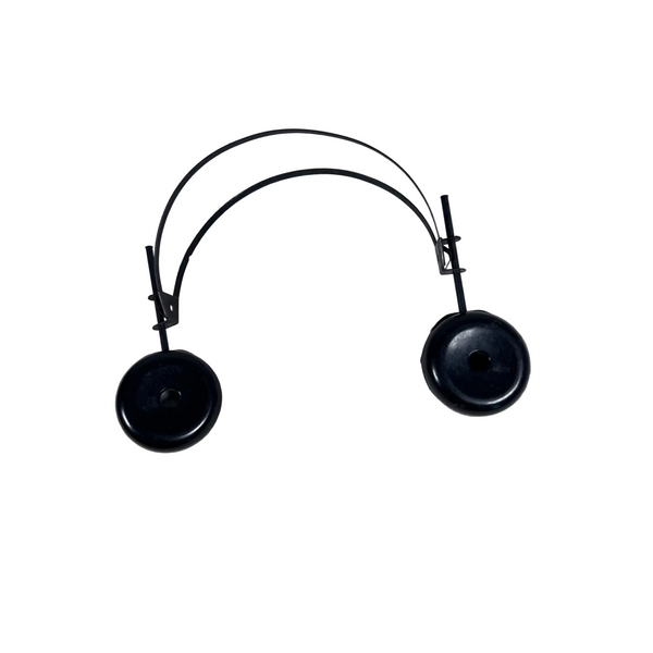 Vintage Cannon Ball Empire Headphones By CF Cannon Co For Parts Or Display Only. A pair of vintage black wired over-ear headphones resting on a textured white paper towel background.